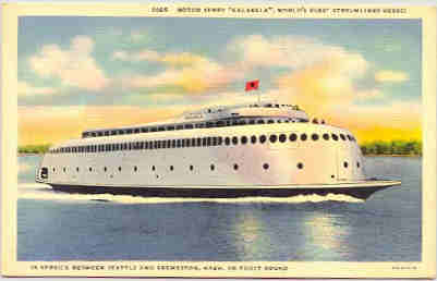 A streamlined ferry boat.
